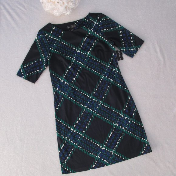 NWT Jessica Howard Navy Plaid Sheath Midi Dress 16 - Picture 4 of 8